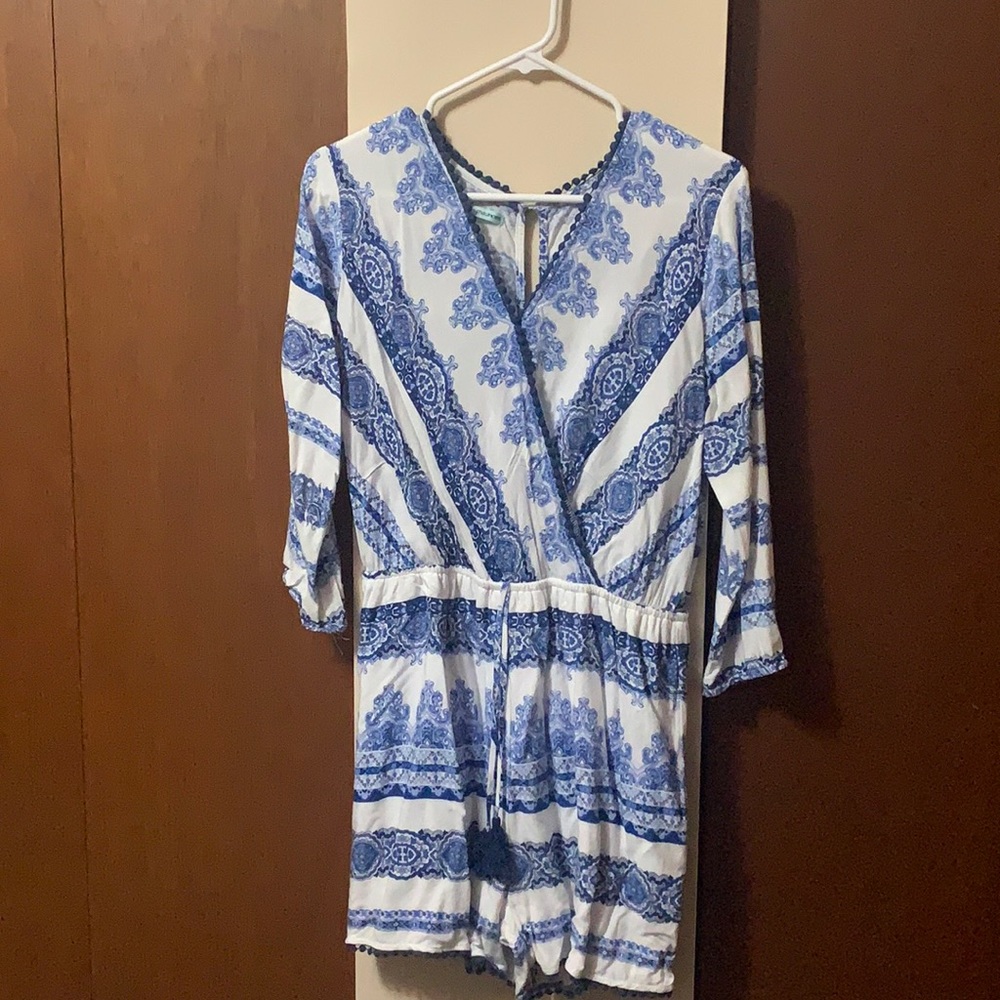 White and blue romper